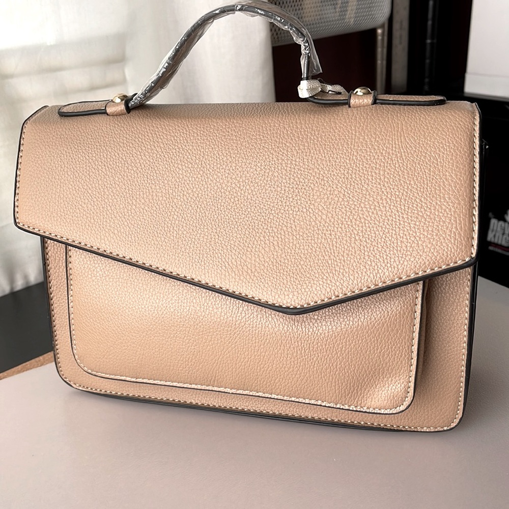 Vegan taupe Convertible handbag lunchbox/messenger style